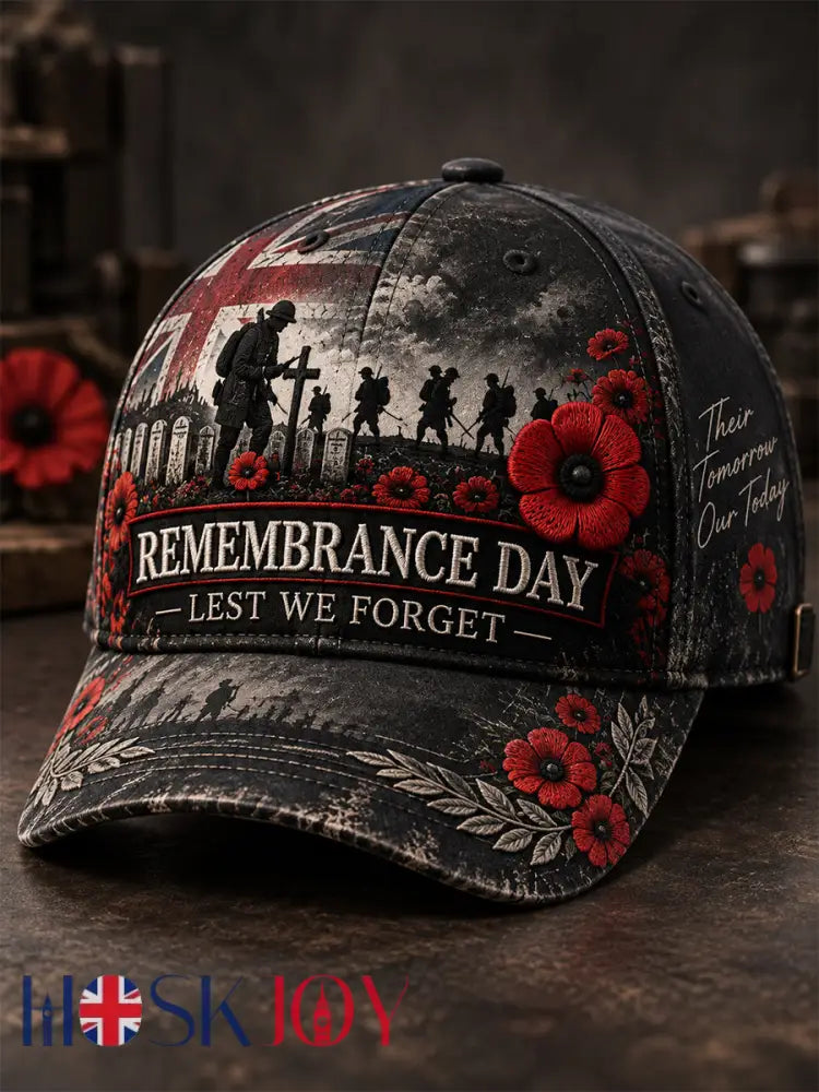 Unisex Remembrance Day Lest We Forget Hat - Dark Gray / ONE