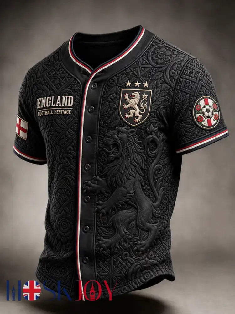 Unisex UK Football Lover England Printed Shirt - Black / S
