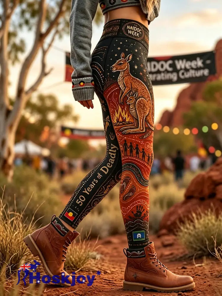 Women’s Australia Naidoc Week High-Waisted Slim Fit Casual Leggings - A / S