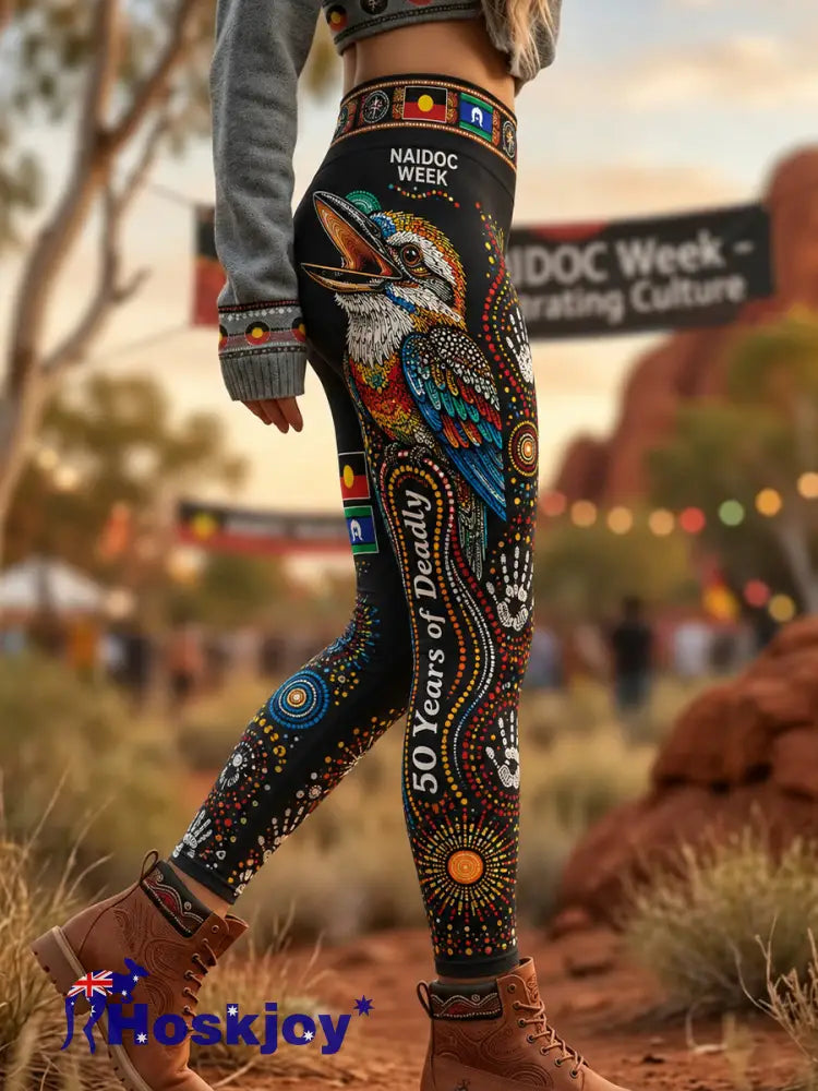 Women’s Australia Naidoc Week High-Waisted Slim Fit Casual Leggings - A / S