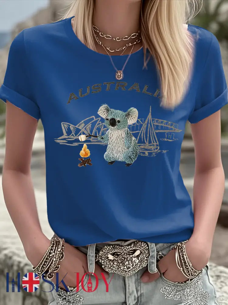 Women’s Australian Koala Print short-sleeved T-shirt Blue / S
