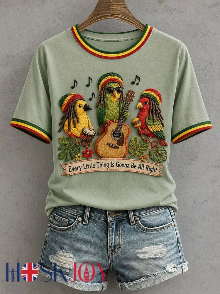Women’s Every Little Thing Is Gonna Be All Right T-Shirt - Green / S
