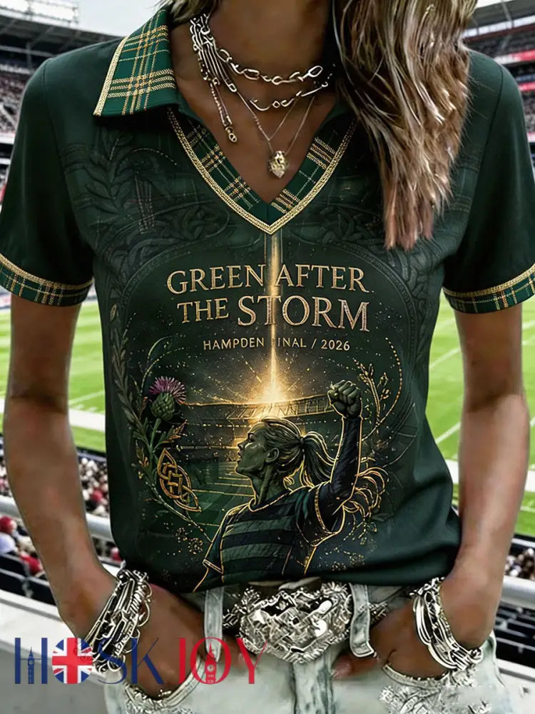 Women’s Green Football Lover Art Printed T-shirt - Dark Green / S