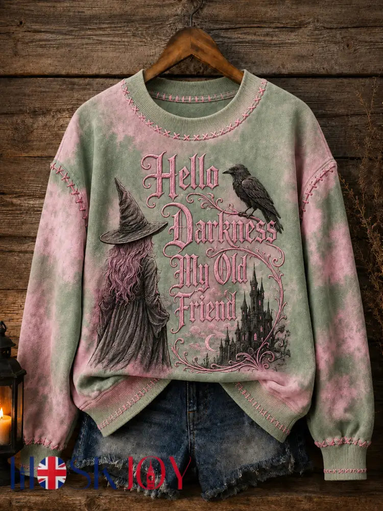 Women’s Hello Darkness My Old Friend Halloween Print Sweatshirt - As picture / S