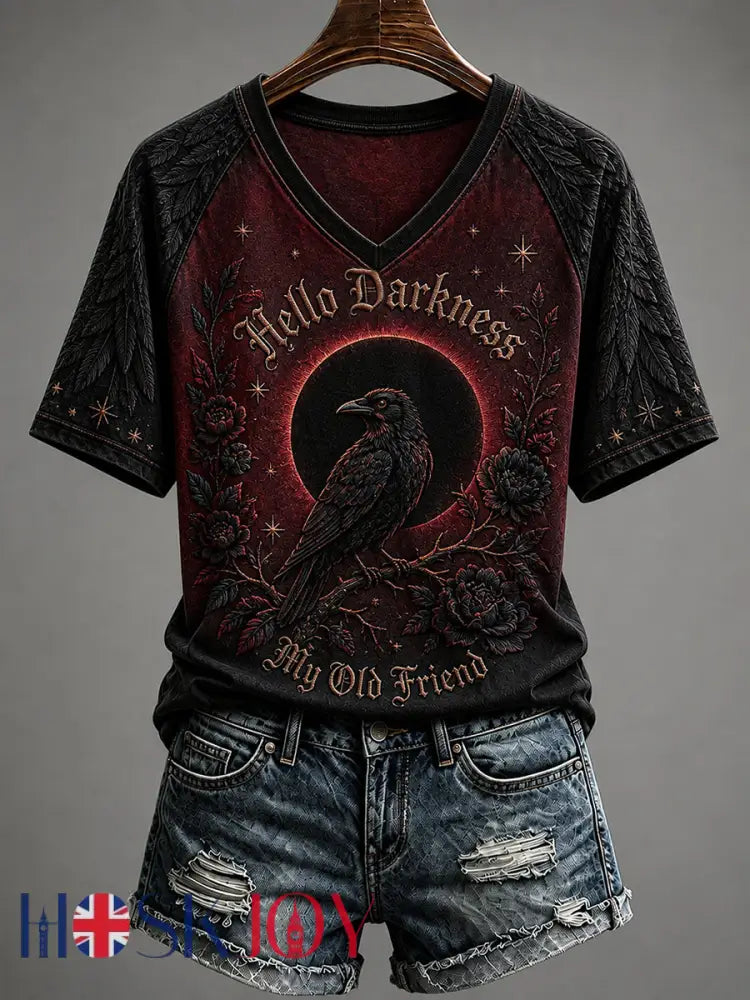 Women’s Hello Darkness My Old Friend Halloween Print T-Shirt - As picture / S