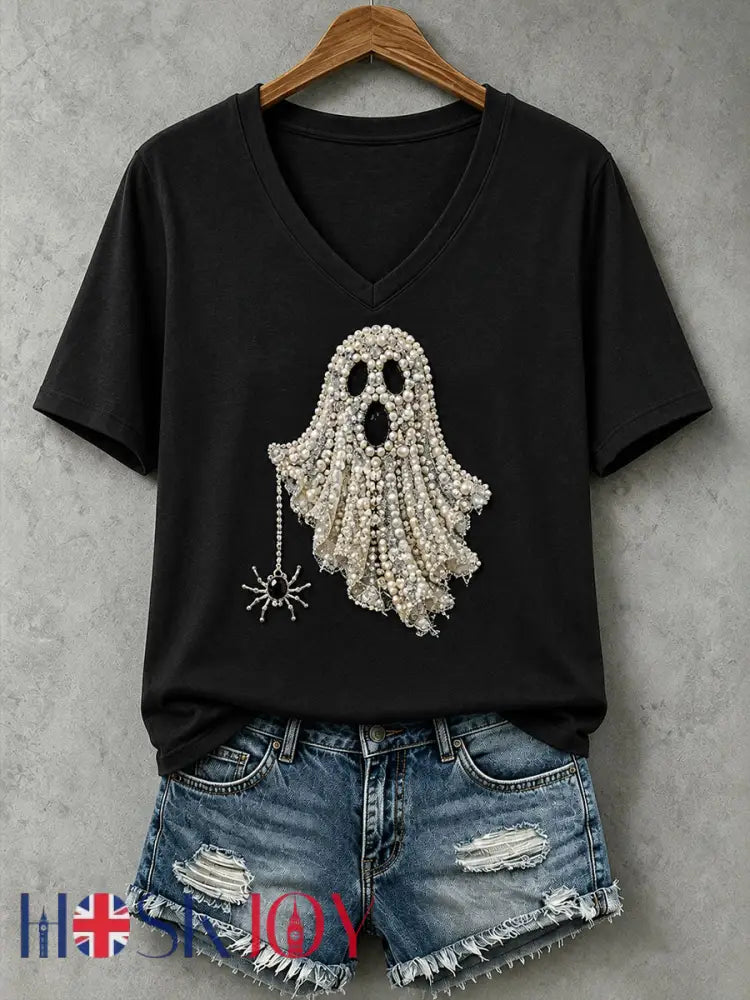 Women’s Jewelry Art Ghost T-Shirt - Black / S