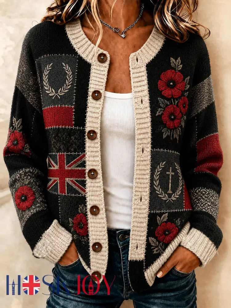 Women’s Lest We Forget Cardigan - Black / S