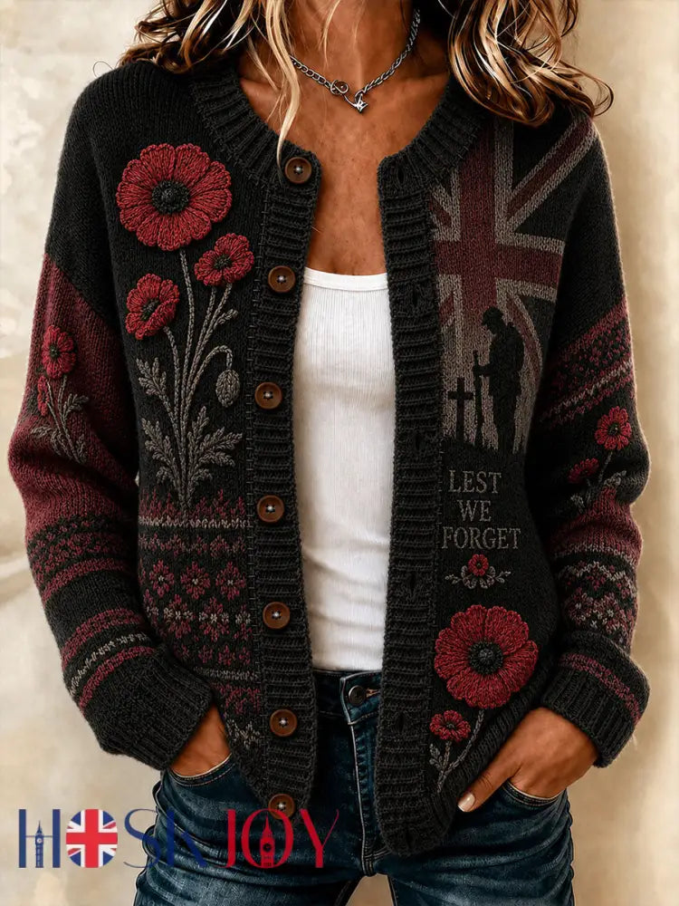 Women’s Lest We Forget Cardigan - Black / S