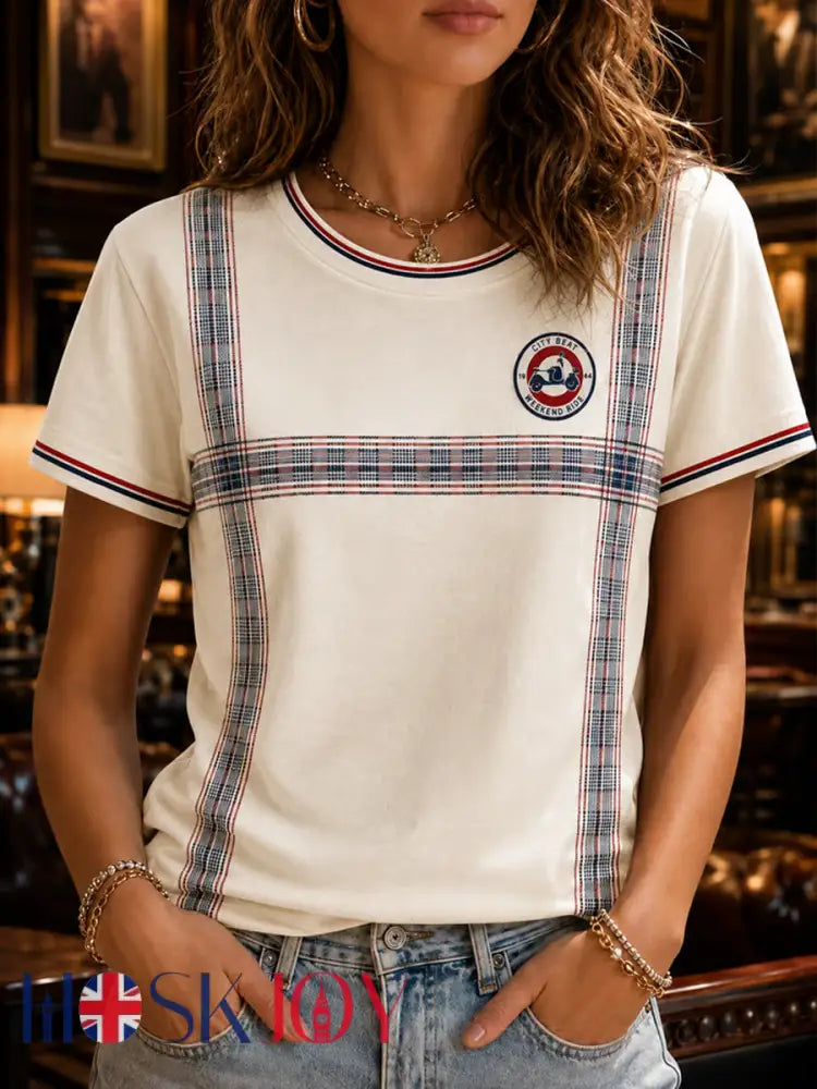 Women’s Mods Culture UK Music Lover Business Style Printed short-sleeved T-shirt - As picture / S