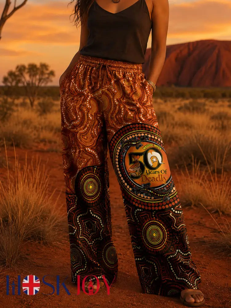 Women’s NAIDOC Week Aboriginal Art Printed Pants - As picture / S