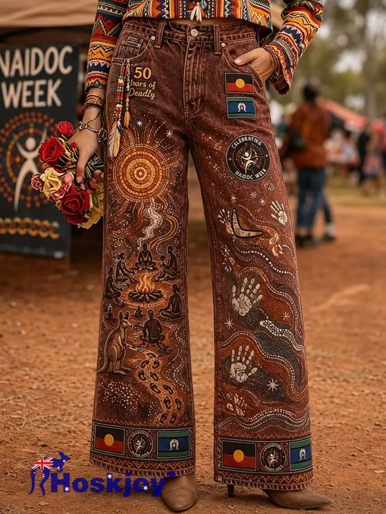 Women’s Naidoc Week Art Print Flared Trousers - A / S