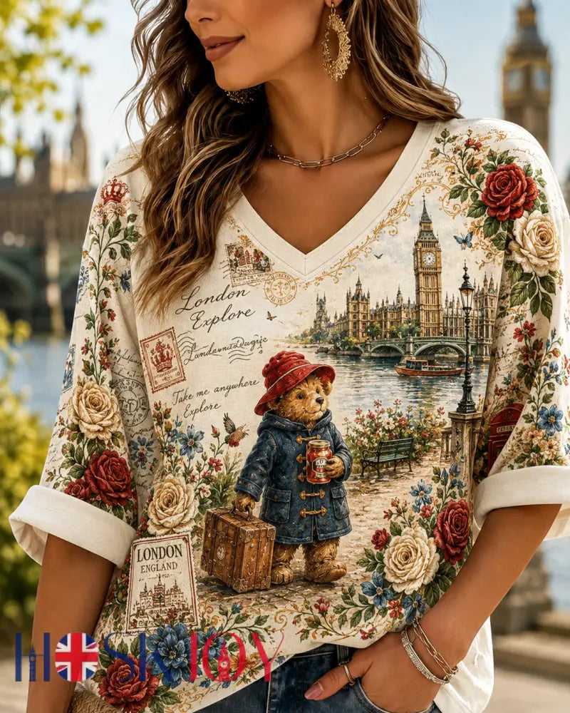 Women’s Paddington Bear Linen Short-Sleeved T-Shirt - A / S