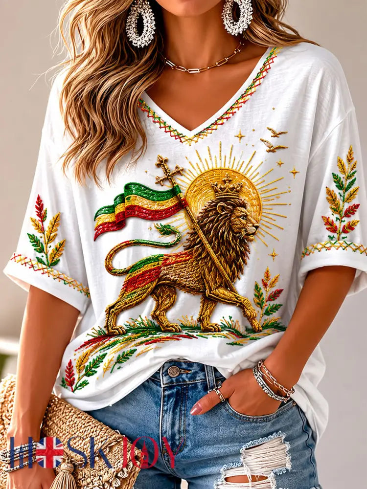 Women’s Reggae Print Casual T-Shirt - As picture / S
