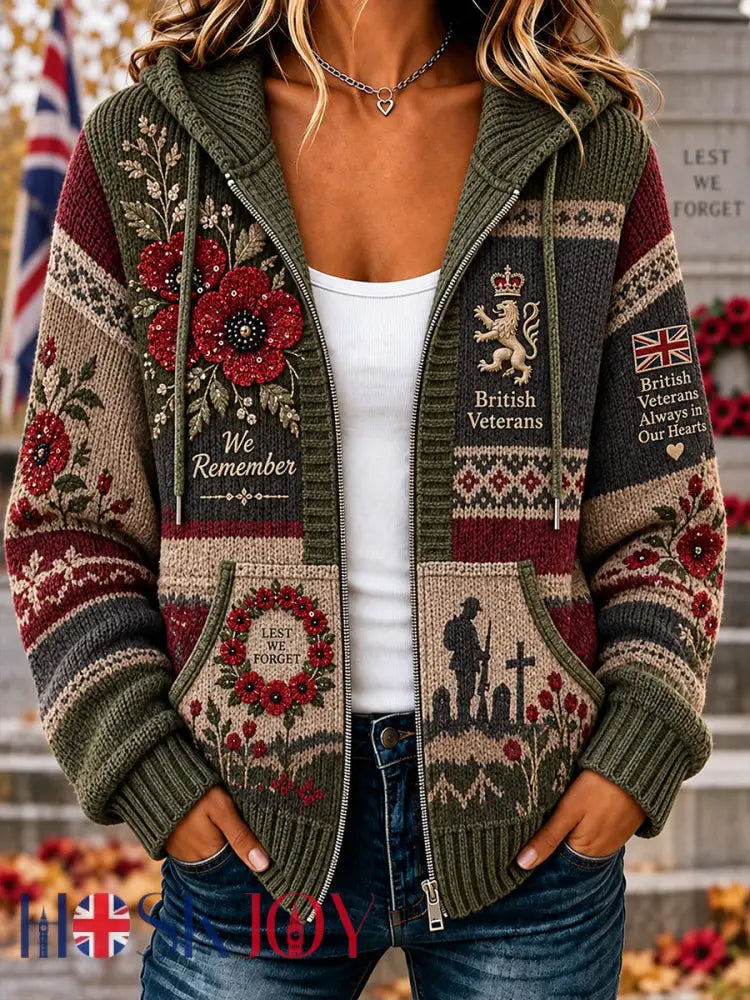 Women’s Remembrance Day Graphic Print Knit Hoodie - A / S