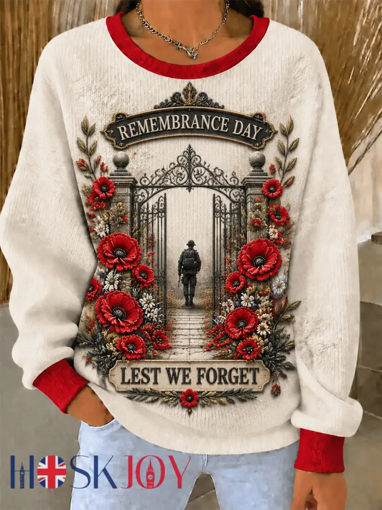Women’s Remembrance Day Lest We Forget Crew-Neck Sweatshirt - Apricot / S
