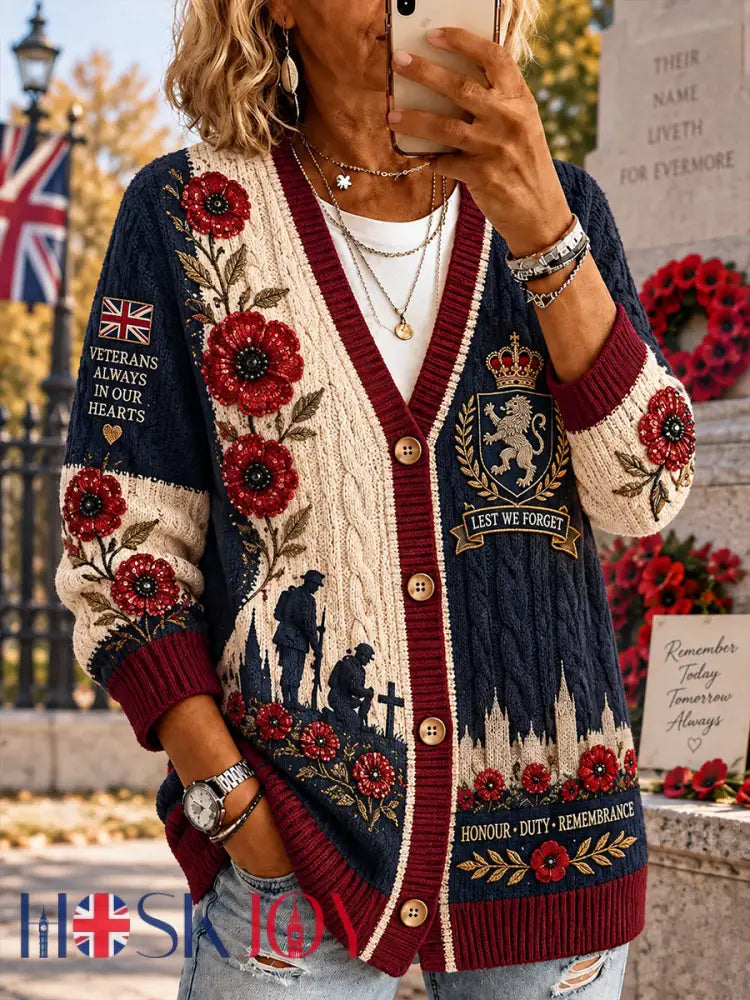 Women’s Remembrance Day Print Knit Cardigan - A / S