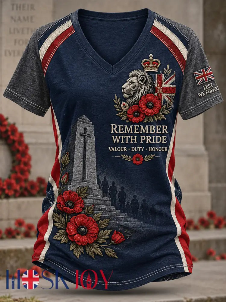 Women’s Remembrance Day Print Raglan Short-Sleeve T-Shirt - A / S