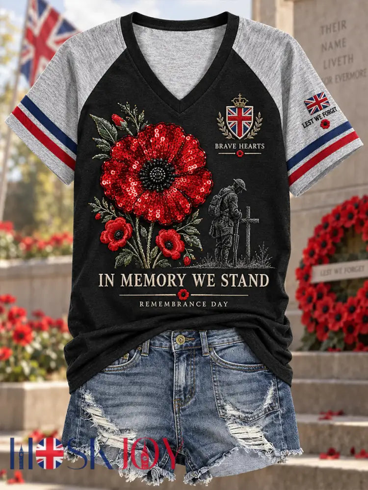 Women’s Remembrance Day Print Raglan Short-Sleeve T-Shirt - A / S