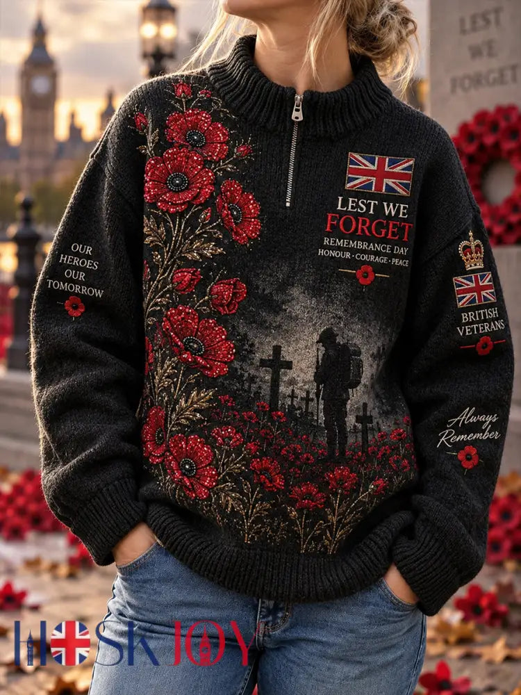 Women’s Remembrance Day Print Turtleneck Long-Sleeve Sweatshirt - A / S