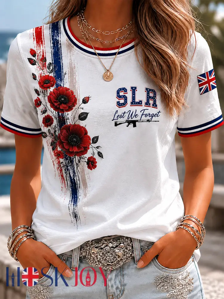 Women’s SLR Lest We Forget Printed short-sleeved T-shirt - White / S
