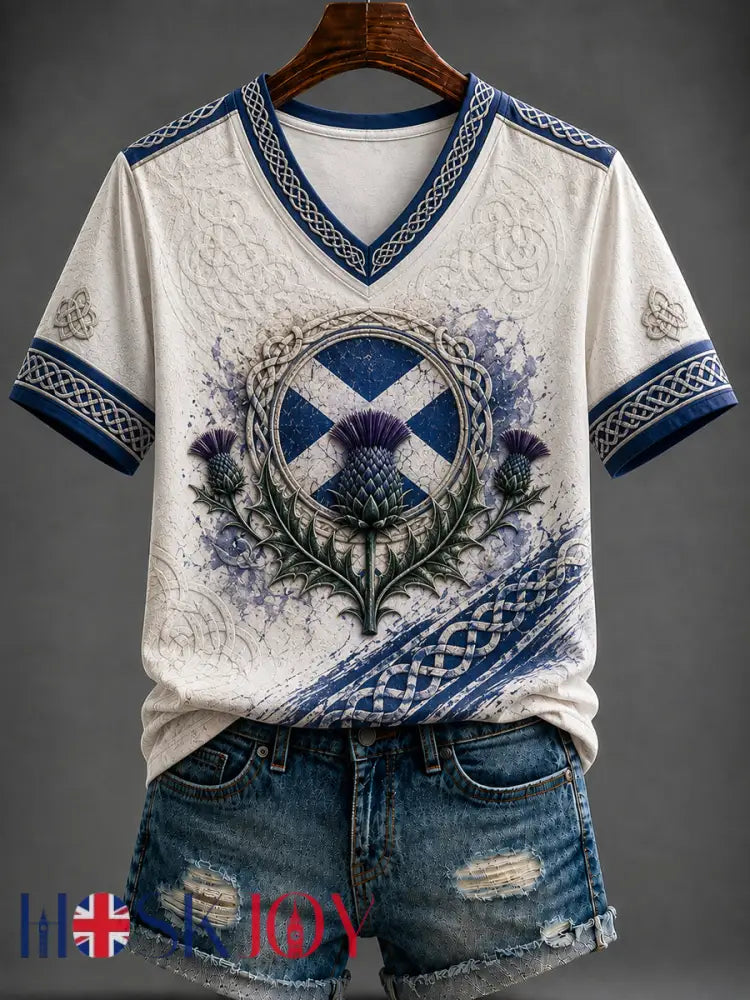Women’s St Andrew’s Day Printed V-neck T-shirt - As picture / S