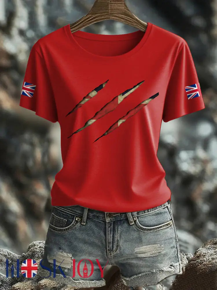 Women’s UK Flag Pride Printed T-Shirt - Red / S