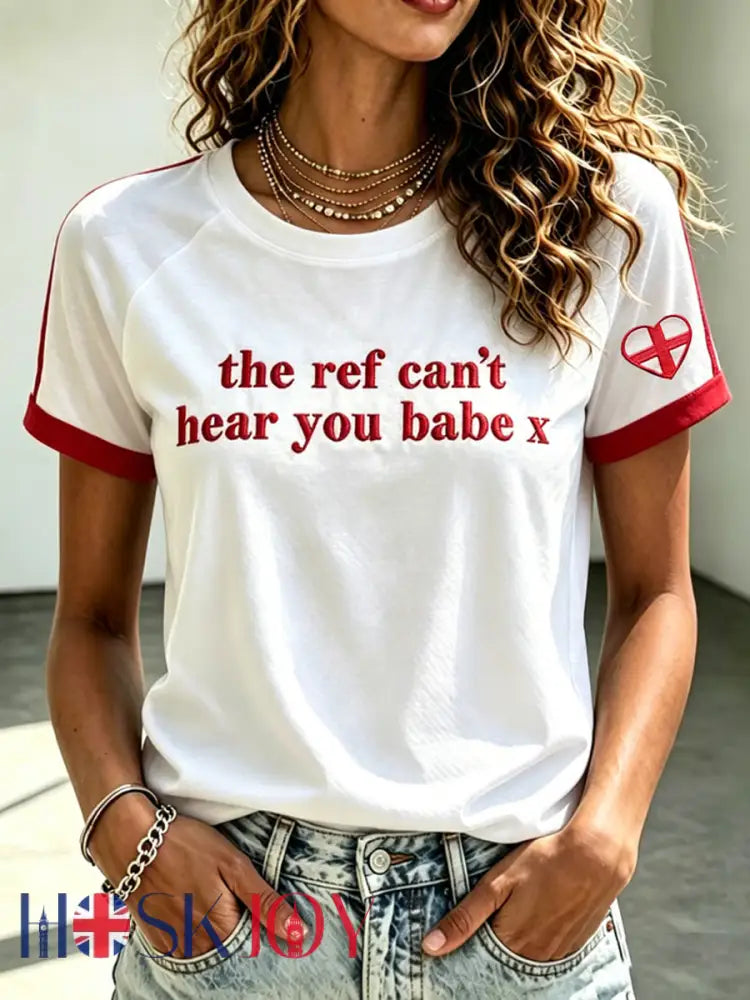 Women’s UK Football Lover England Printed round neck short sleeve T-shirt - White / S