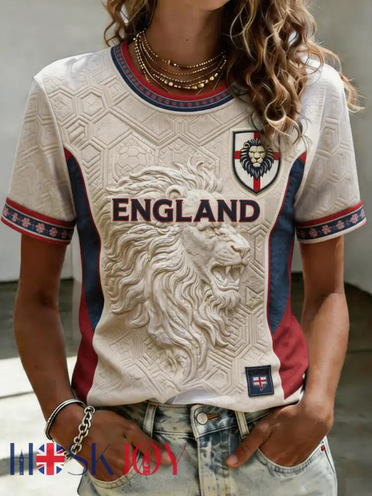 Women’s UK Football Lover England Printed short-sleeved T-shirt - As picture / S