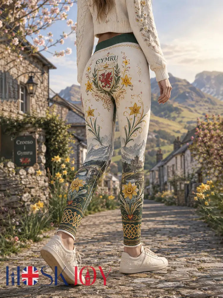 Women’s Wales Red Dragon Cultural Elements Art Print Leggings - A / S