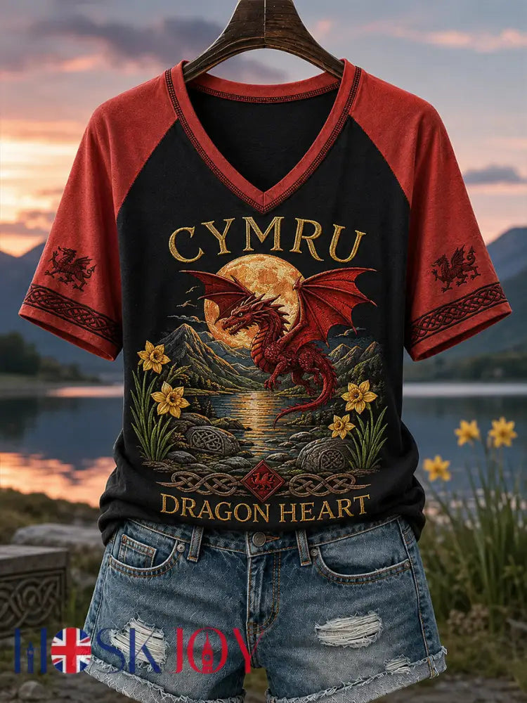 Women’s Wales Uk V-neck off-shoulder short-sleeved T-shirt - A / S