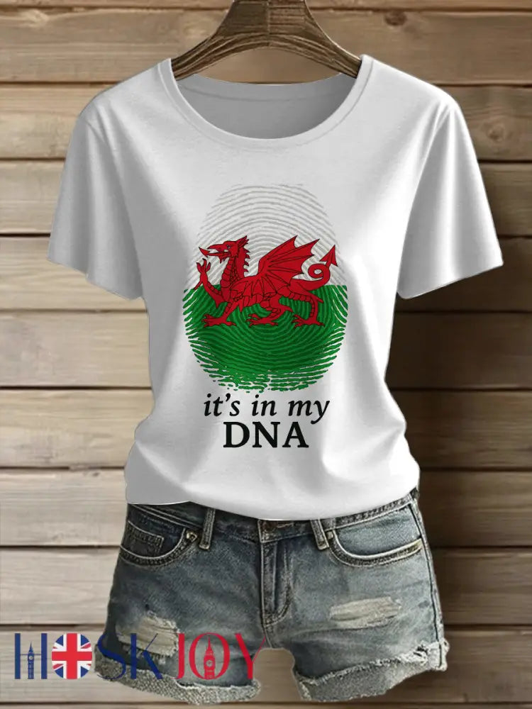 Women’s Welsh Red Dragon Printed Vintage Fashion Loose Short Sleeve T-Shirt - White / S