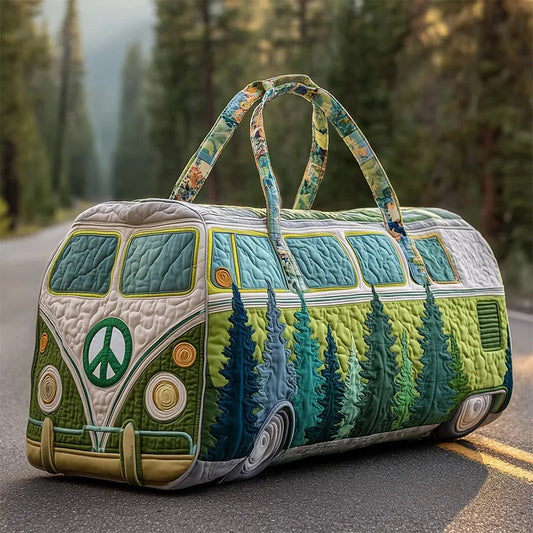 Forest Plant Print Quilted Duffle Bag