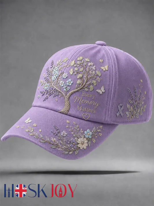 Alzheimer’s Theme ’Every Membery Matters’ Floral Print Casual Unisex Hat - Light Purple / ONE