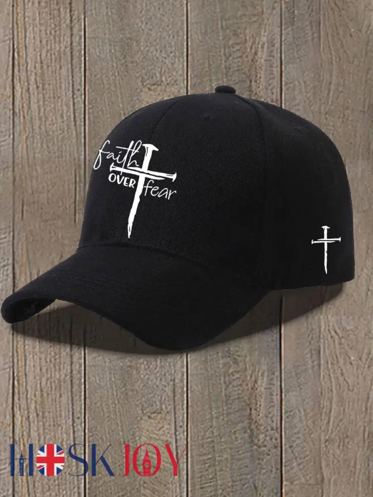 Faith Over Fear Printed Casual Unisex Hat - Black / JM