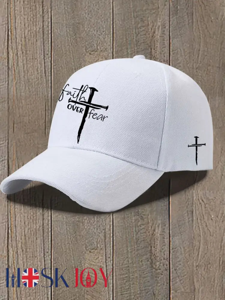 Faith Over Fear Printed Casual Unisex Hat - White / JM