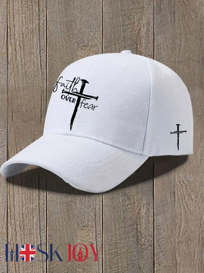 Faith Over Fear Printed Casual Unisex Hat - White / JM