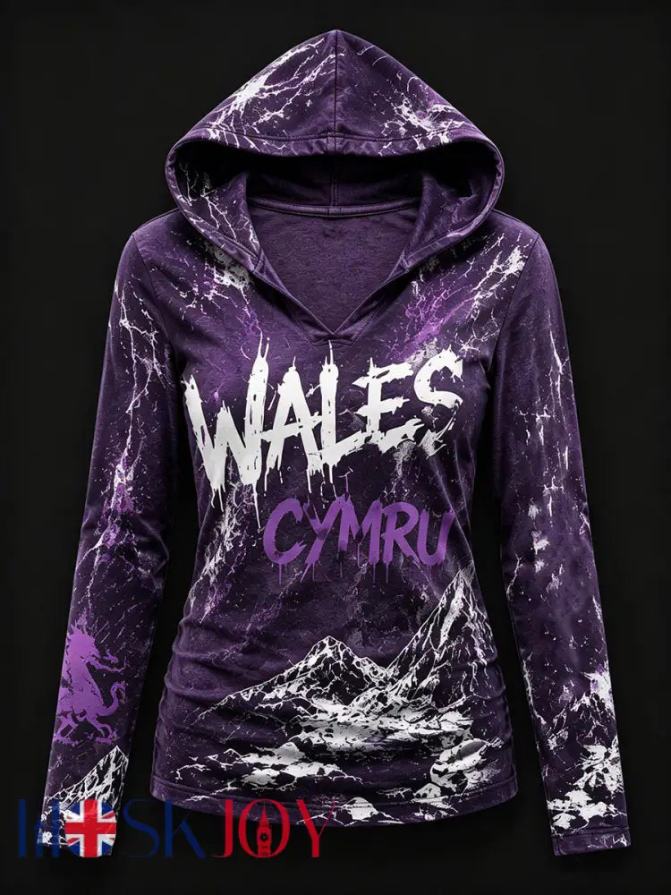 Lady Welsh Elements Graffiti Print T-shirt - Purple / S