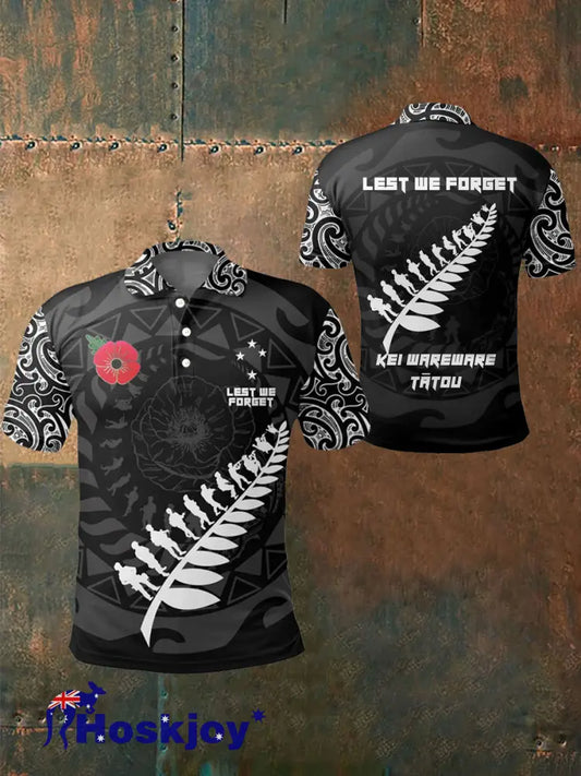 Men’s Anzac Day polo shirt Black / S