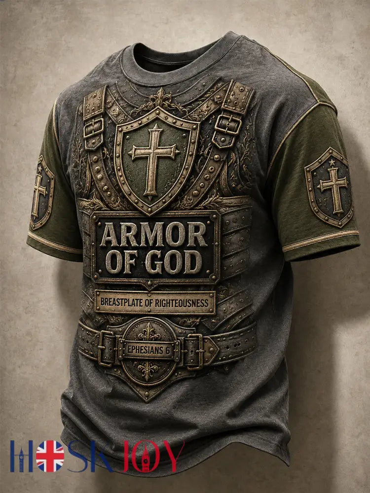 Men’s Armor Of God Print Casual Tee - Army Green / S