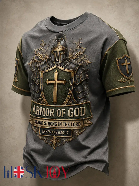 Men’s Armor Of God Print Casual Tee - Army Green / S