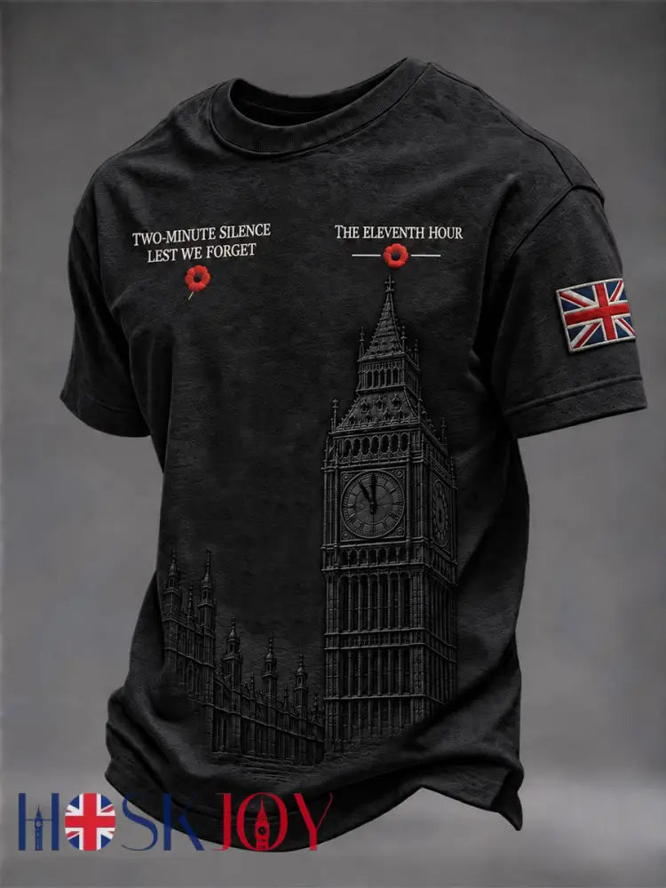 Men’s At The Eleventh Hour Two‑Minute Silence Print Short Sleeves T-shirt - Black / S