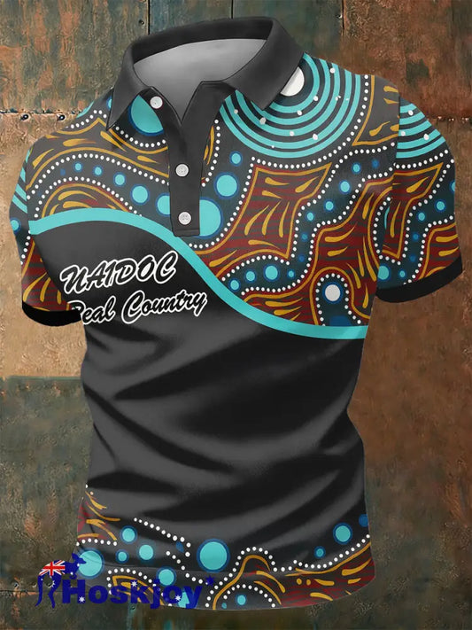 Men’s AU 50 Years of Deadly NAIDOC Week Aboriginal Culture Printed polo shirt As picture / S