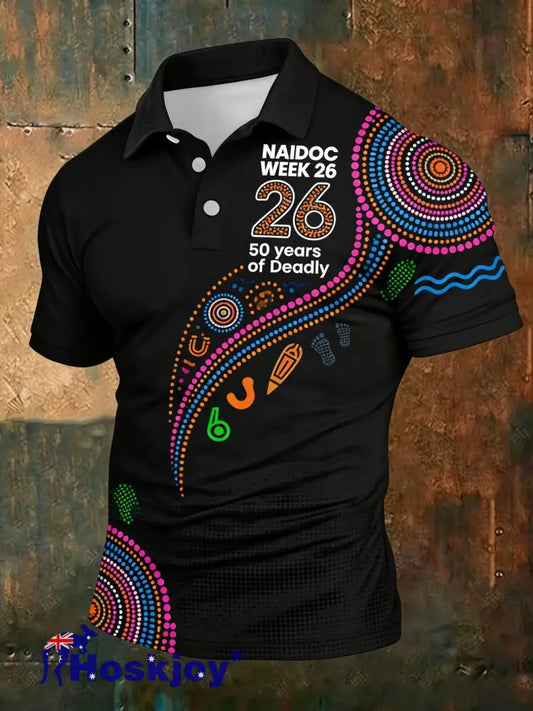 Men’s AU Aboriginal Art NAIDOC Week Printed T-Shirt - Black / S