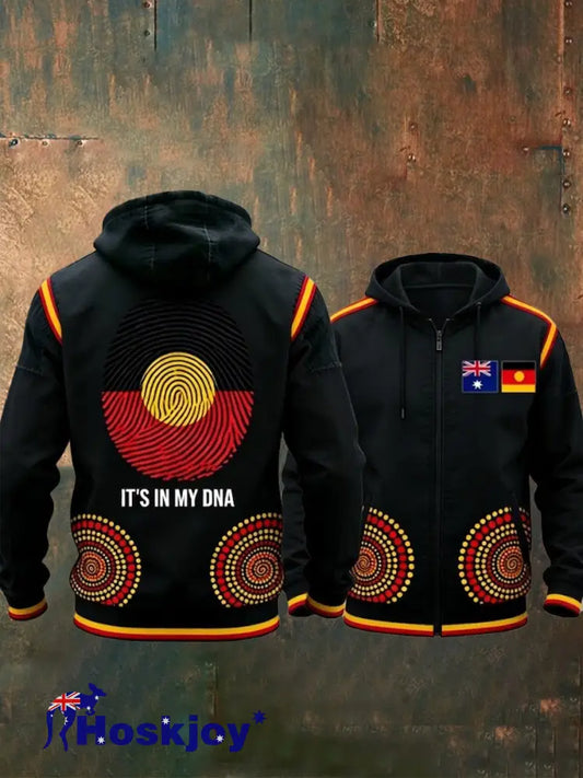 Men’s AU Aboriginal Culture Art NAIDOC Week Casual Sporty Stand Collar Jacket Black / S