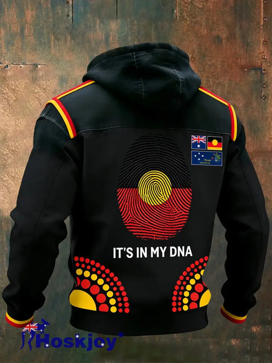 Men’s AU Aboriginal Culture Art NAIDOC Week Casual Sporty Stand Collar Jacket Black / S