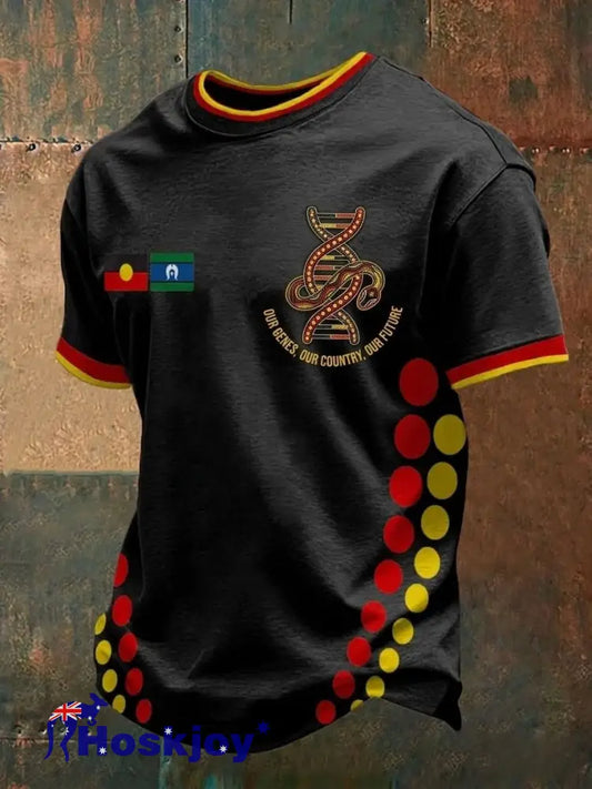 Men’s AU Aboriginal Culture Art NAIDOC Week Printed Casual Tops Black / S