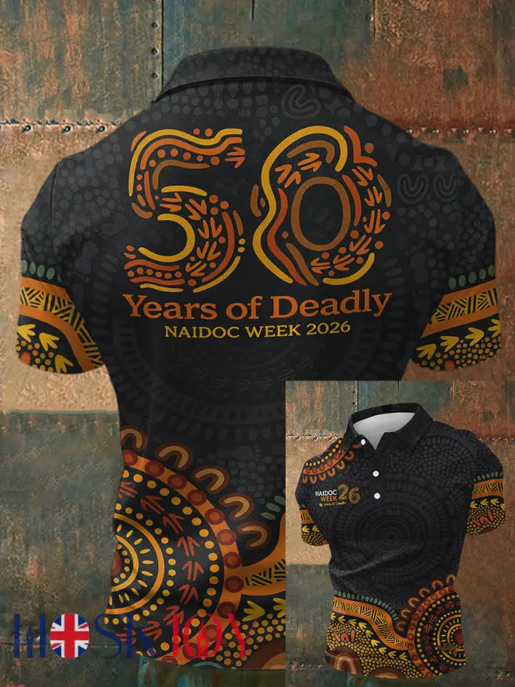 Men’s AU Aboriginal Culture Art NAIDOC Week Printed Casual Tops Black / S