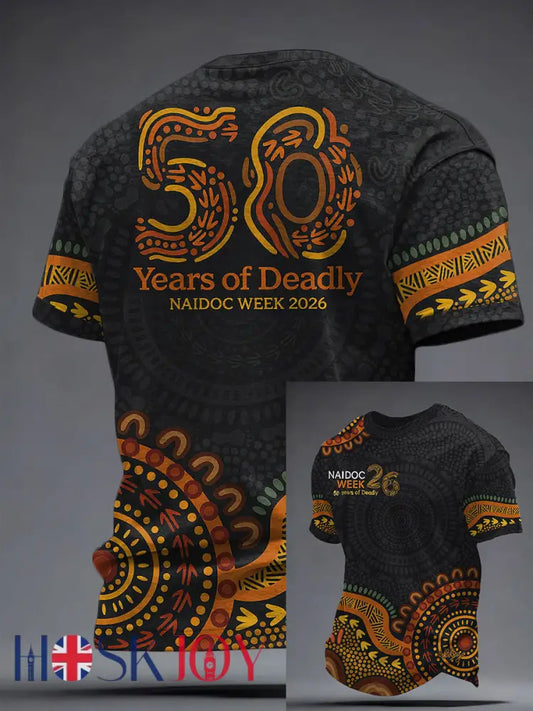 Men’s AU Aboriginal Culture Art NAIDOC Week Printed T-shirt Black / S