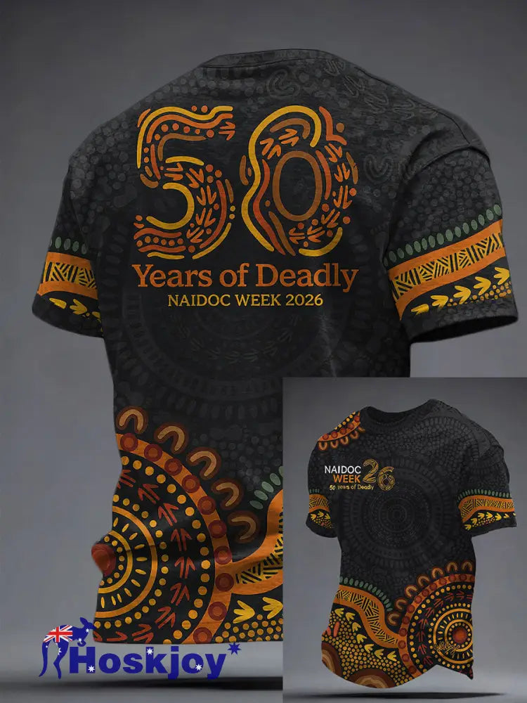Men’s AU Aboriginal Culture Art NAIDOC Week Printed T-shirt Black / S