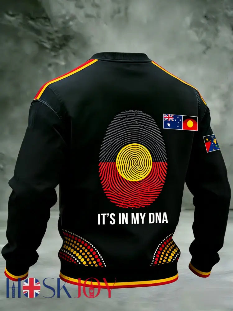 Men’s AU Aboriginal Culture IT’S IN MY DNA Crew-Neck Sweatshirt - Black / S